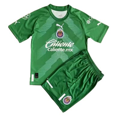 Kids-2022-2023-Chivas-Goalkeeper-Green-Soccer-Kit