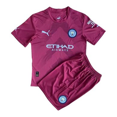 Kids-2022-2023-Manchester-City-Goalkeeper-Red-Soccer-Kit