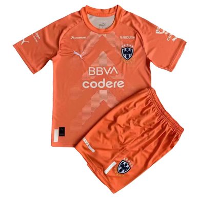 Kids-2022-2023-Monterrey-Goalkeeper-Orange-Soccer-Kit