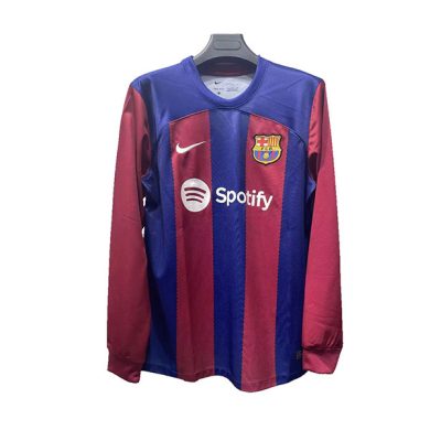 2023-24-Barcelona-Home-Long-Sleeve-Soccer-Jersey