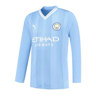 2023-2024-Manchester-City-Home-Long-Sleeve-Soccer-Jersey