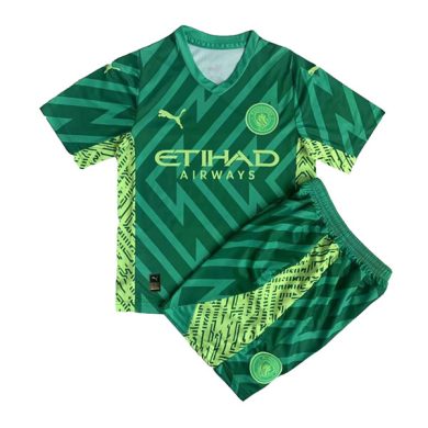 Kids-2023-2024-Manchester-City-Goalkeeper-Green-Soccer-Kit