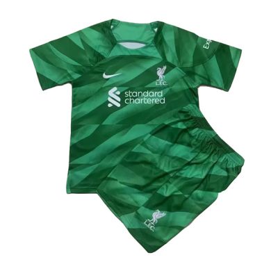 Kids-2023-2024-Liverpool-Goalkeeper-Green-Soccer-Kit