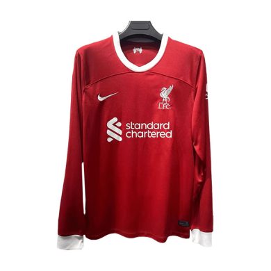 2023-24-Liverpool-Home-Long-Sleeve-Soccer-Jersey