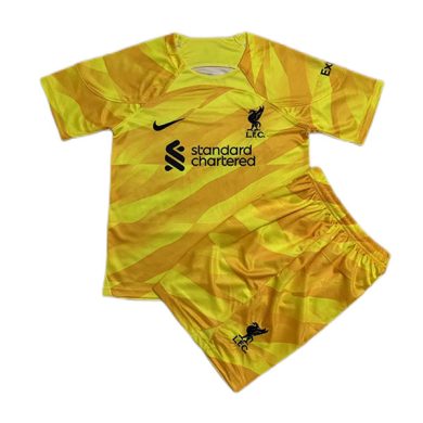 Kids-2023-2024-Liverpool-Goalkeeper-Yellow-Soccer-Kit