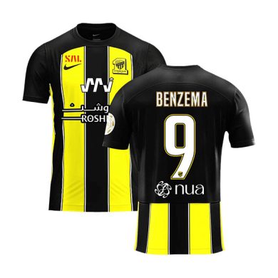 2023-2024-Al-Ittihad-BENZEMA-9-Home-Soccer-Jersey