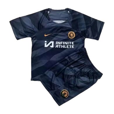 Kids-2023-24-Chelsea-Goalkeeper-Black-Soccer-Kit