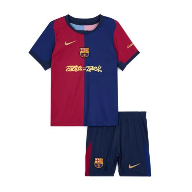 Kids-2024-2025-Barcelona-Travis-Scott-Home-Soccer-Kit